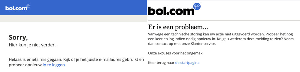 Schermen met foutcodes op Bol.com